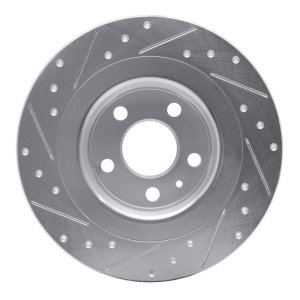 Volvo S60 Brake Rotor (1) - Rear Right - R1 Concepts - Drilled & Slotted - Silver - `18-`25
